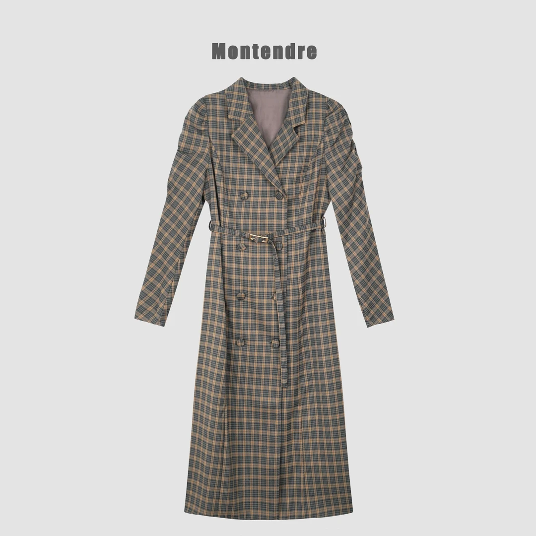 【Montendre】 秋季新款 J 百搭气质时尚经典格纹连衣裙收腰格子