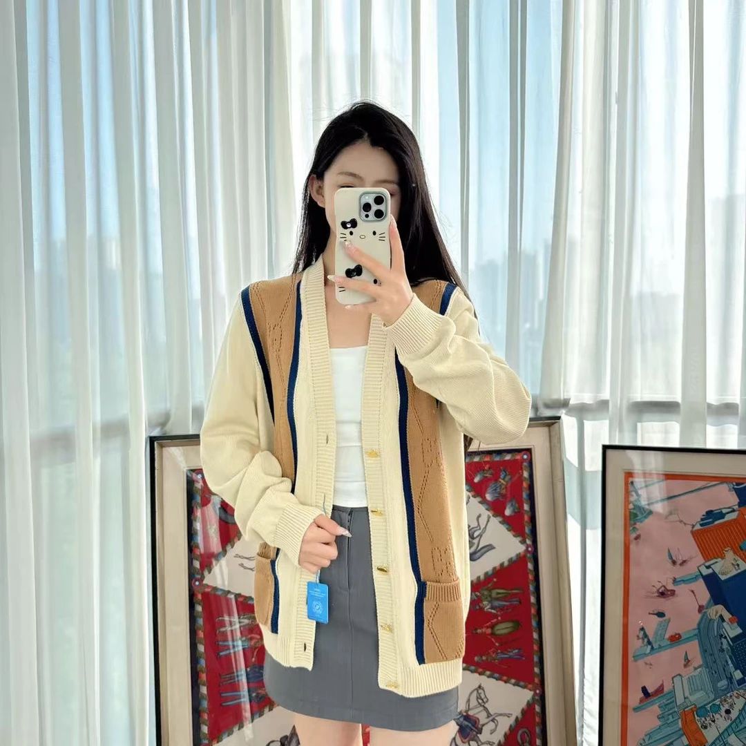 95新 GUCCI/古驰 麦殿/针织毛衣开衫S码米色/250420ZLP9K06