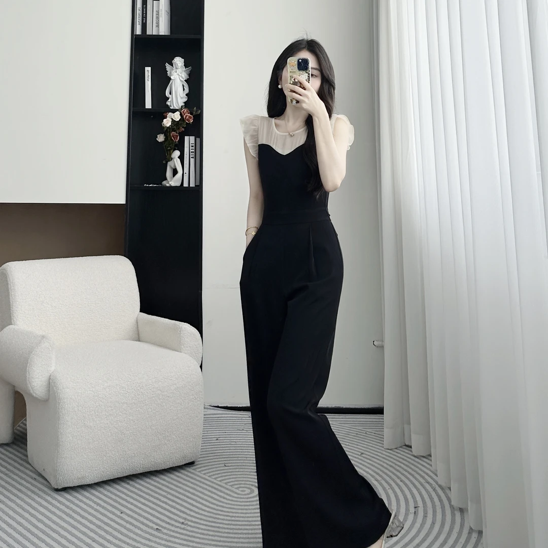 La Chapelle/拉夏贝尔2025连体裤夏季新拼接高级感高腰显瘦10399