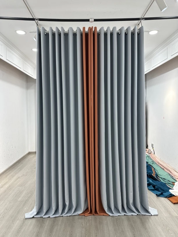 新款加厚雪尼尔黑金：浅灰➕橘（成品窗帘）