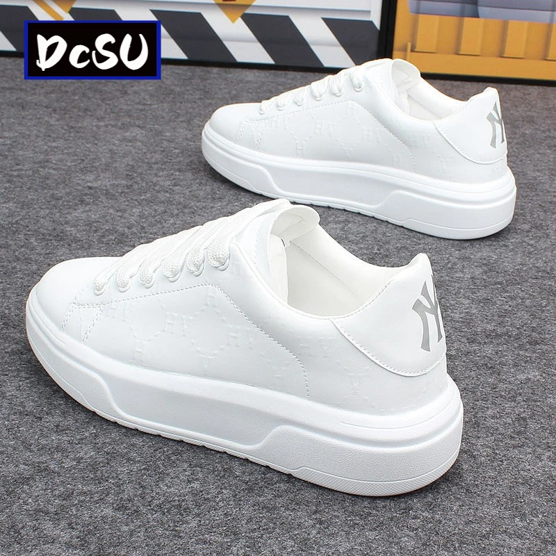 【香港DcSU&Shoes官方正品】男鞋潮牌印花小白鞋新款时尚厚底休闲板
