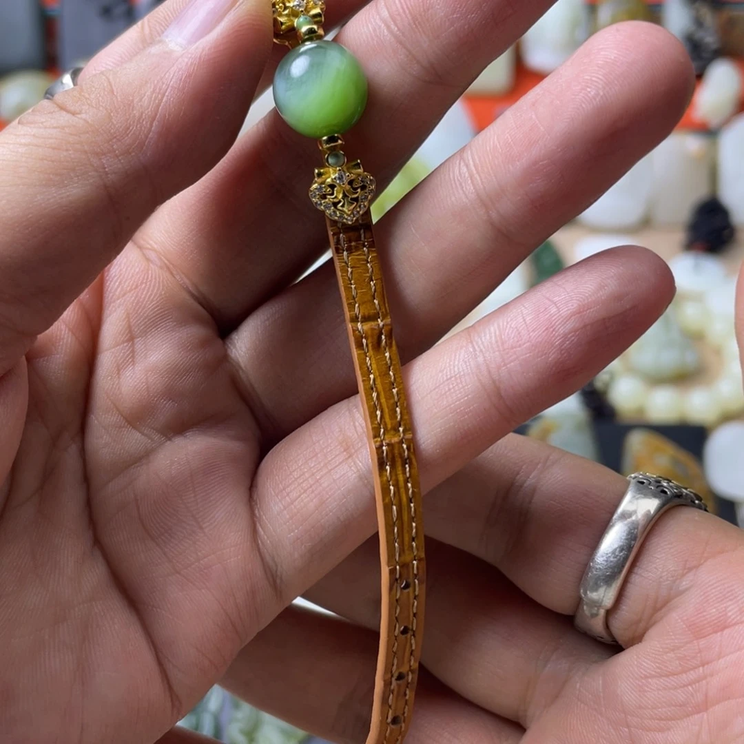 银S925镶嵌手链和田玉（碧玉）
