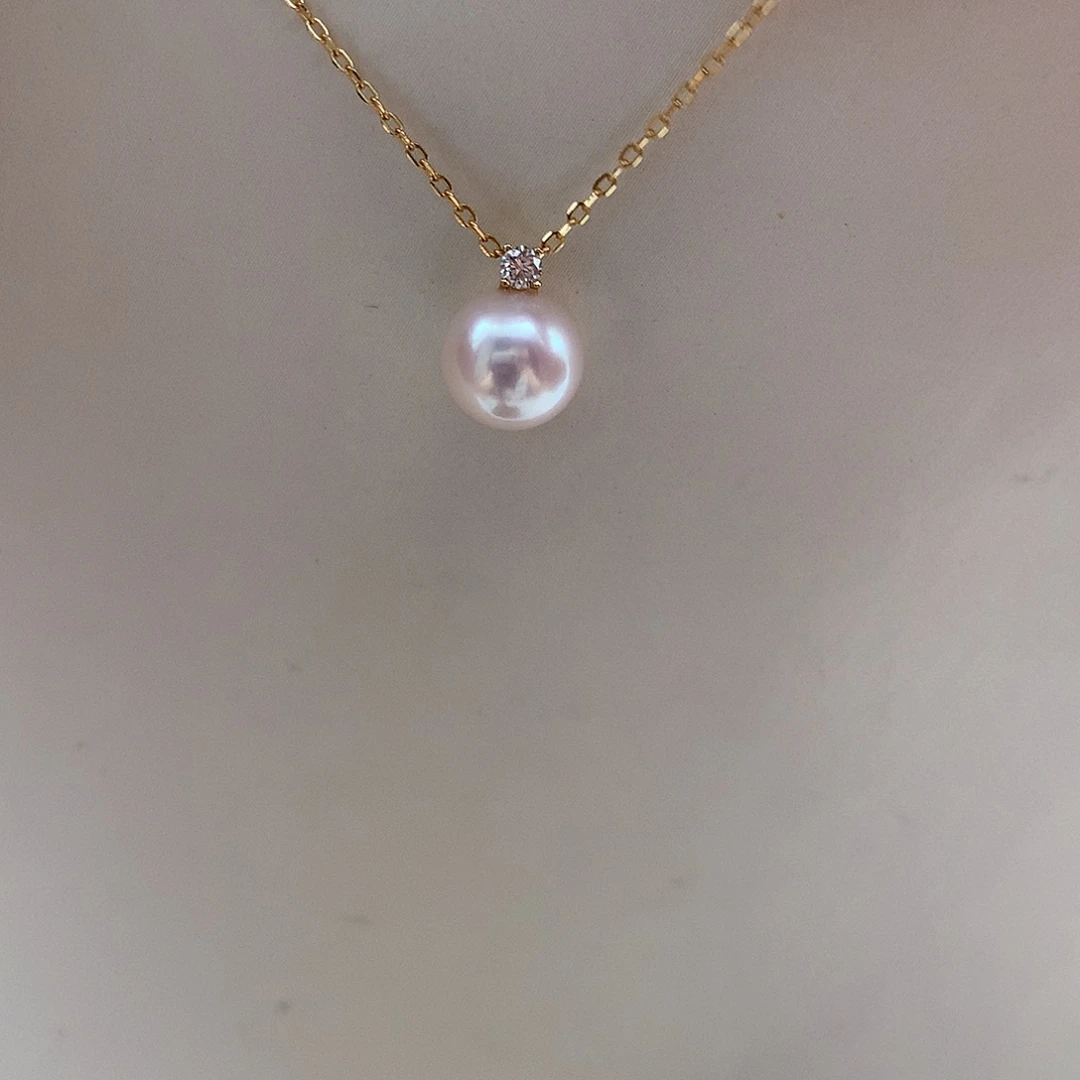 吊坠(赠链)18K金镶嵌海水珍珠8-8.5mm ak戴妃
