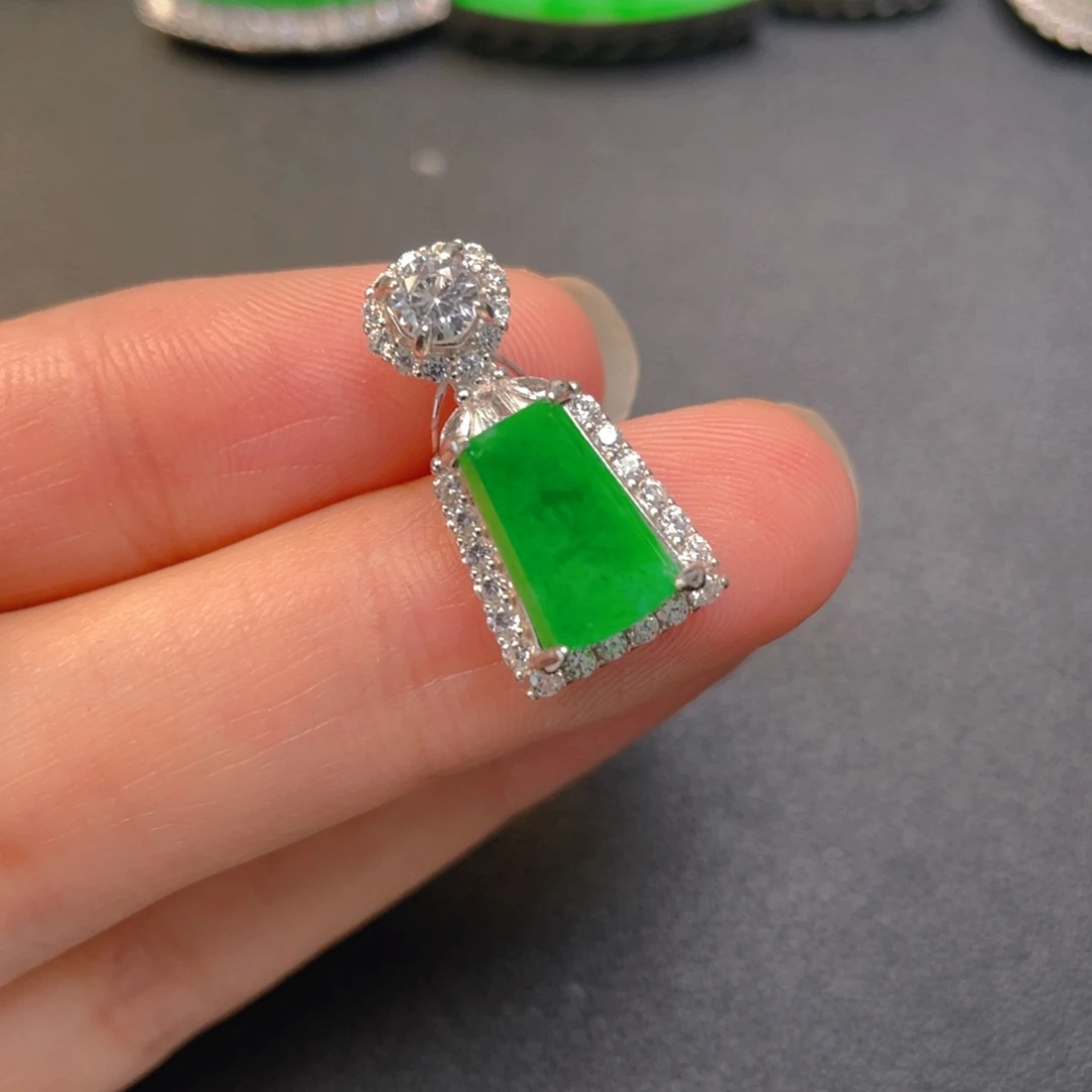 翡翠银S925镶嵌吊坠(不含链)