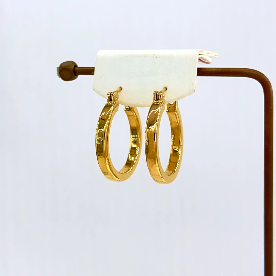 庚震黄金足金999光面简约素面宽条百搭镜面金无氰金胚5D耳扣6.22