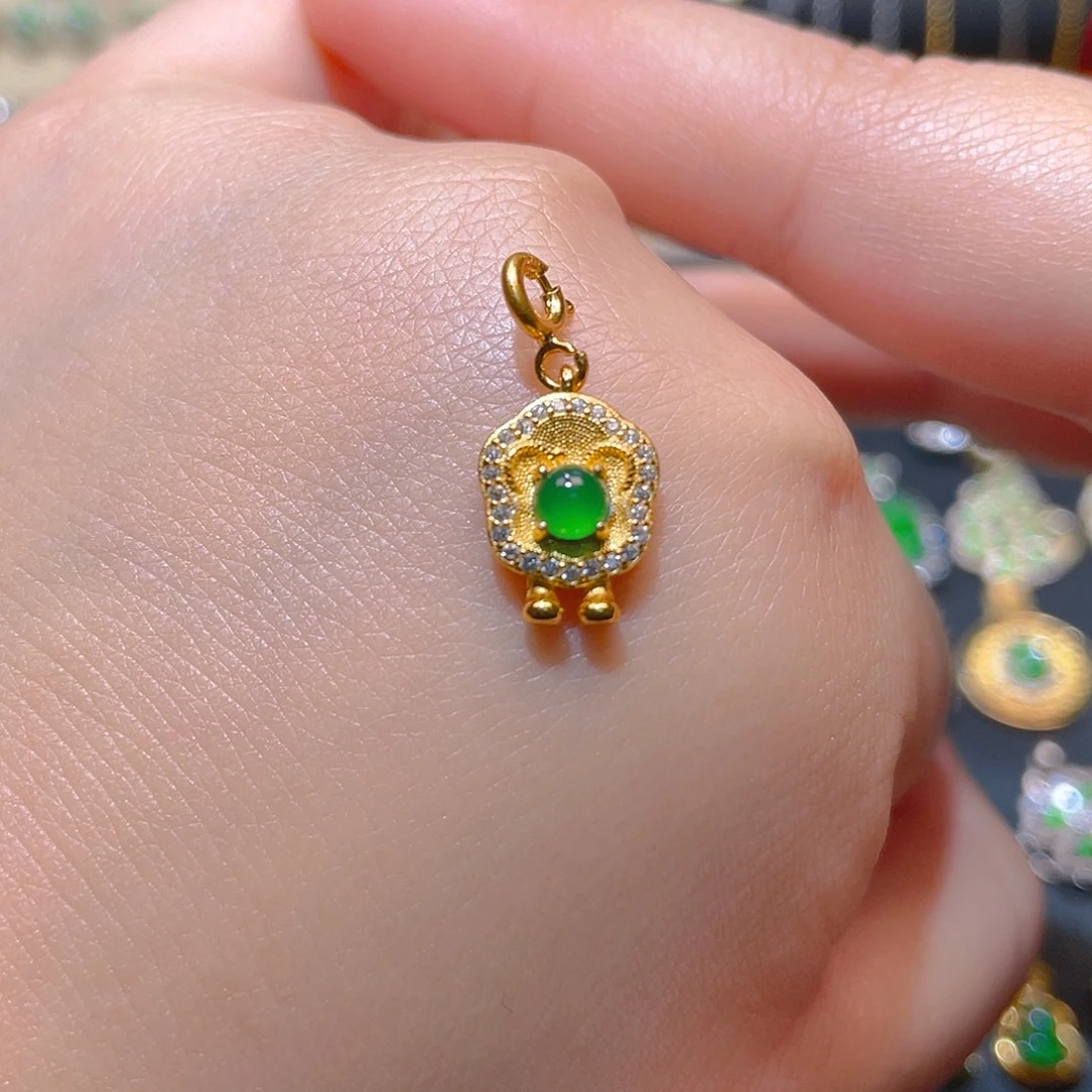 翡翠银S925镶嵌吊坠(不含链)