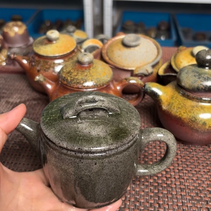 茶杯紫砂开片汉瓦口不完
