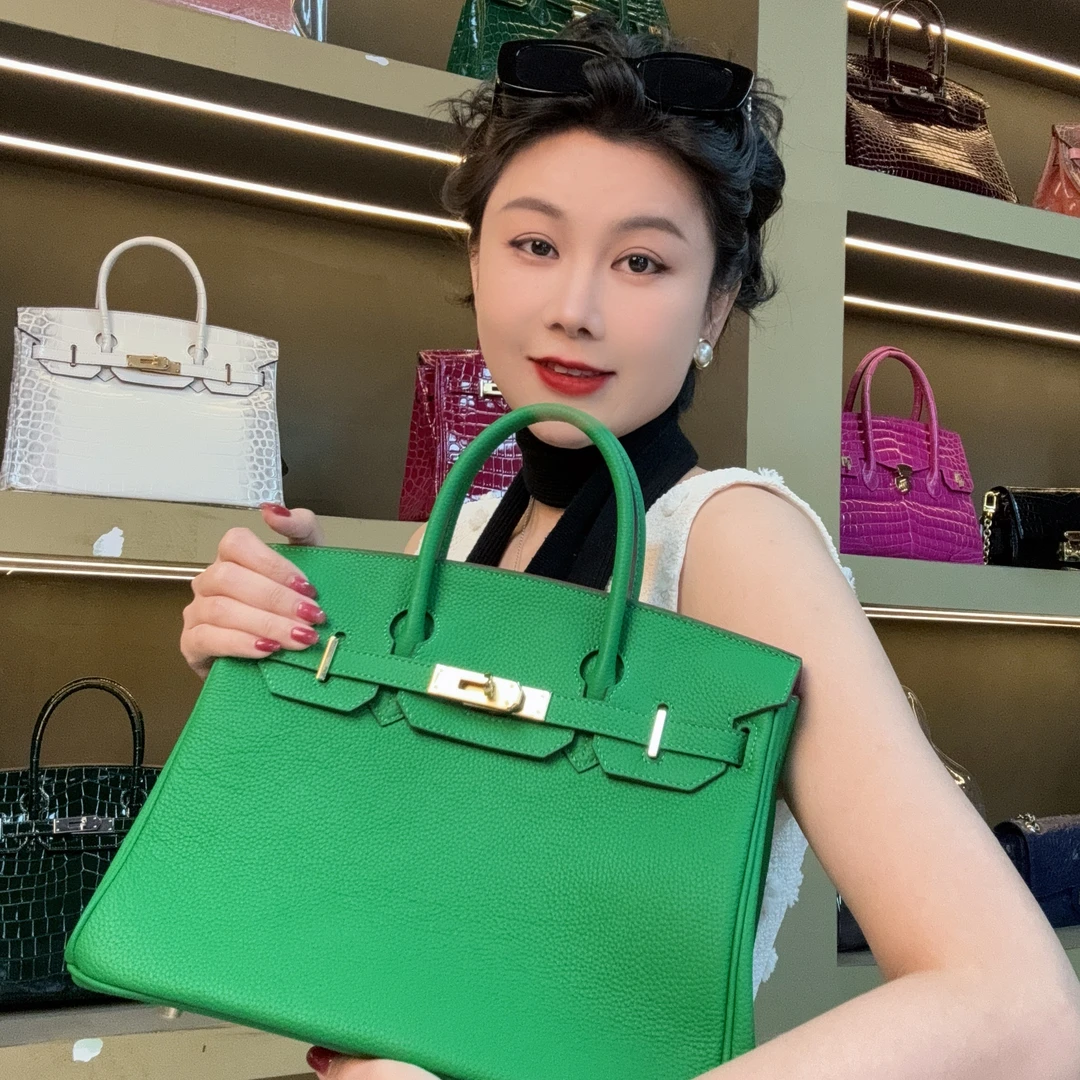 【尺寸：30*15*18】SISI原创设计高定真皮女包 BK-30竹子绿