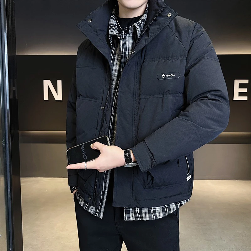 冬季羽绒服2025新款立领保暖拼接假两件高级感潮流短款男装外套