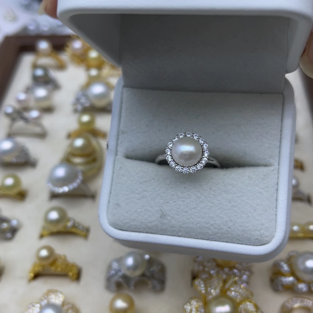 银S925镶嵌淡水珍珠戒指