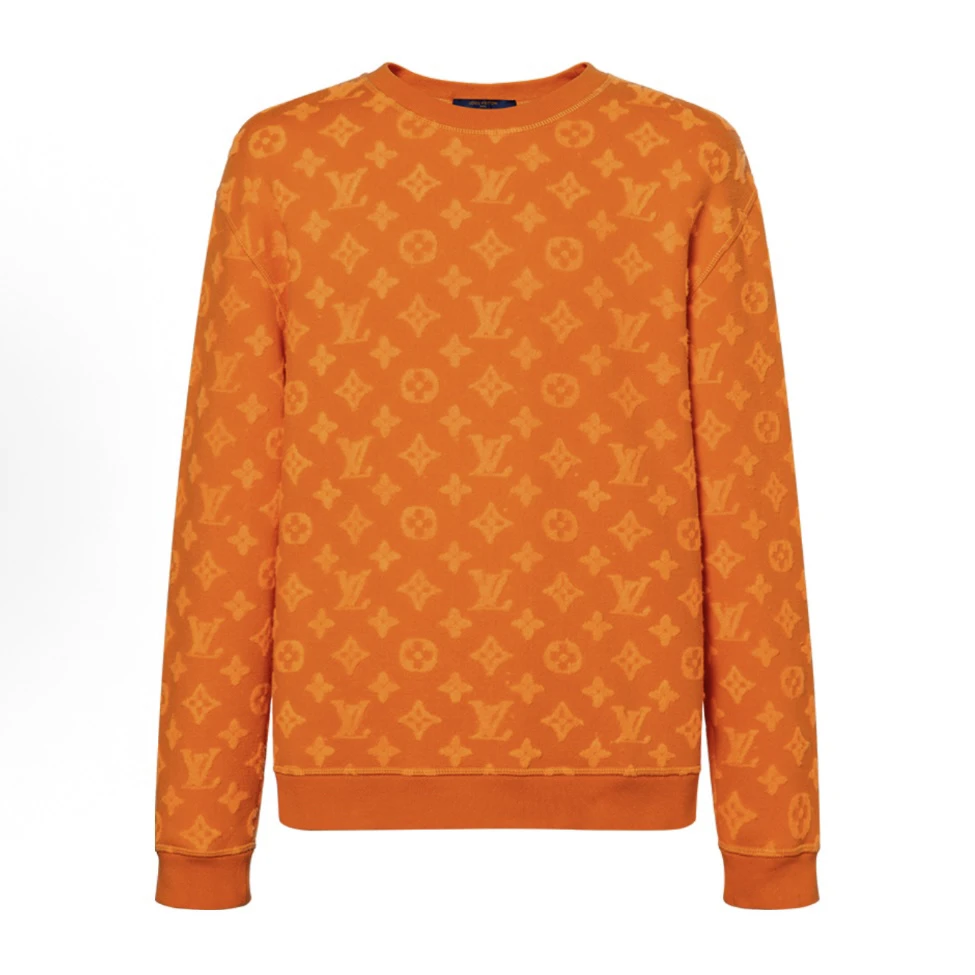 未使用 LouisVuitton/路易威登 橙色老花满印卫衣 M码 md1145