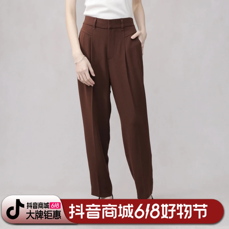 新款烟管西裤休闲裤时尚直筒百搭高腰通勤5100500阿玛施直筒裤