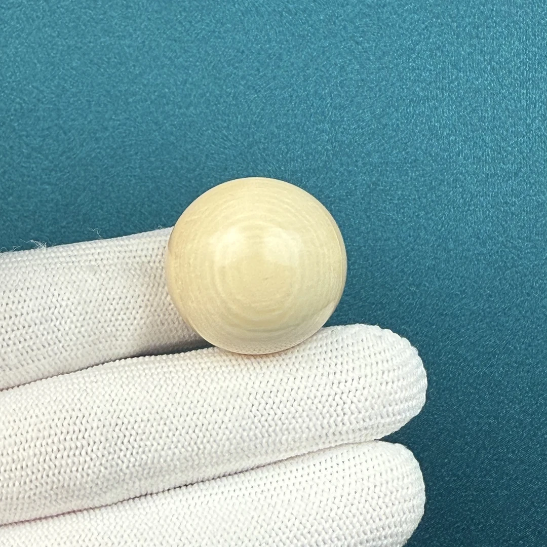D28-81天然猛犸牙 芝士皮圆珠24.1mm支持复检假一罚十