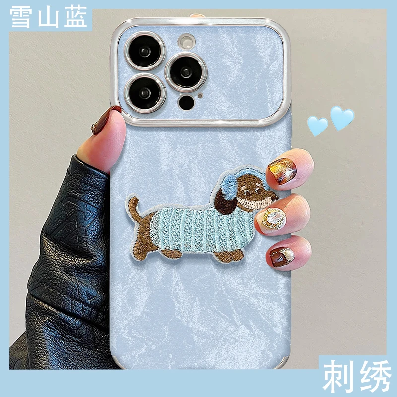 腊肠狗贴件适用苹果17华为VIVO/OPPO小米iPhone16视窗贴皮手机壳