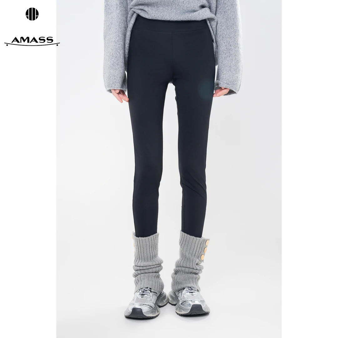 AMASS/阿玛施秋季紧身质感瑜伽弹力简约风中腰时尚打底裤女510040