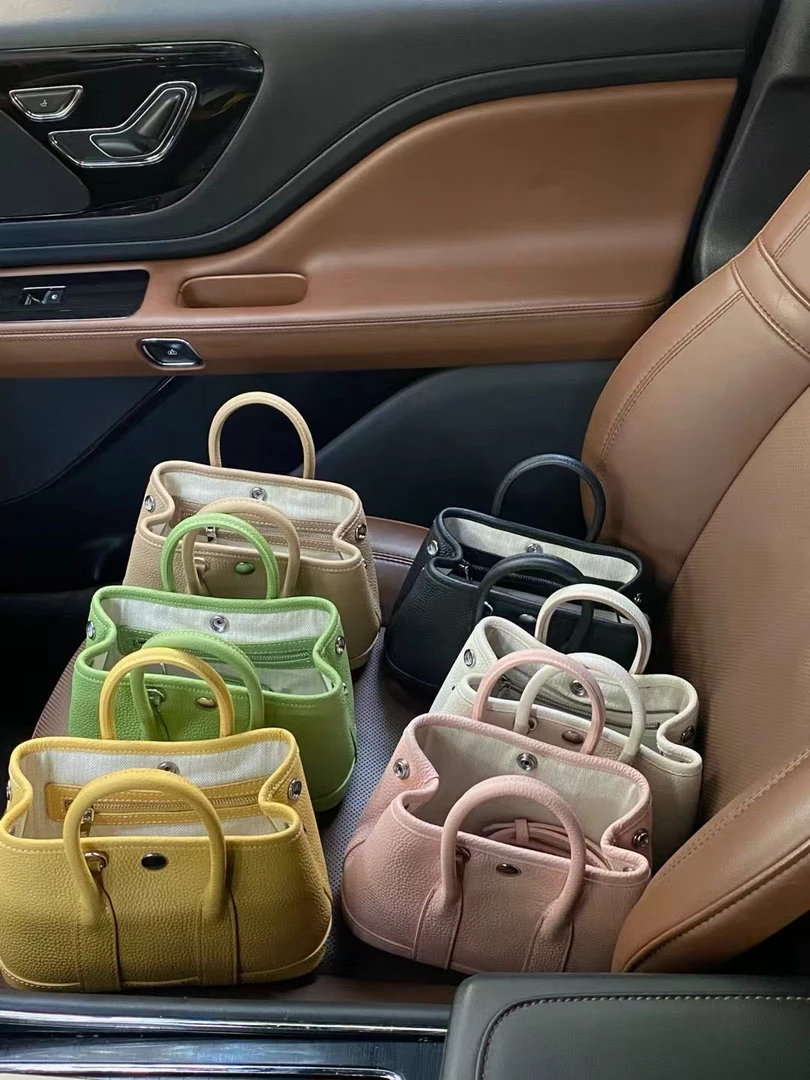 真皮花园包迷你小包女高级感时尚百搭通勤手拎包单肩斜挎包托特包