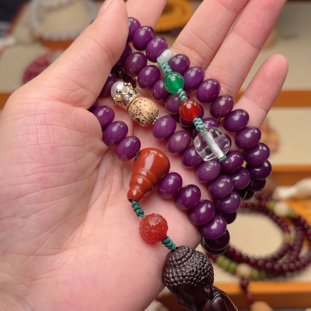 吊坠白玉菩提紫色菩提108颗