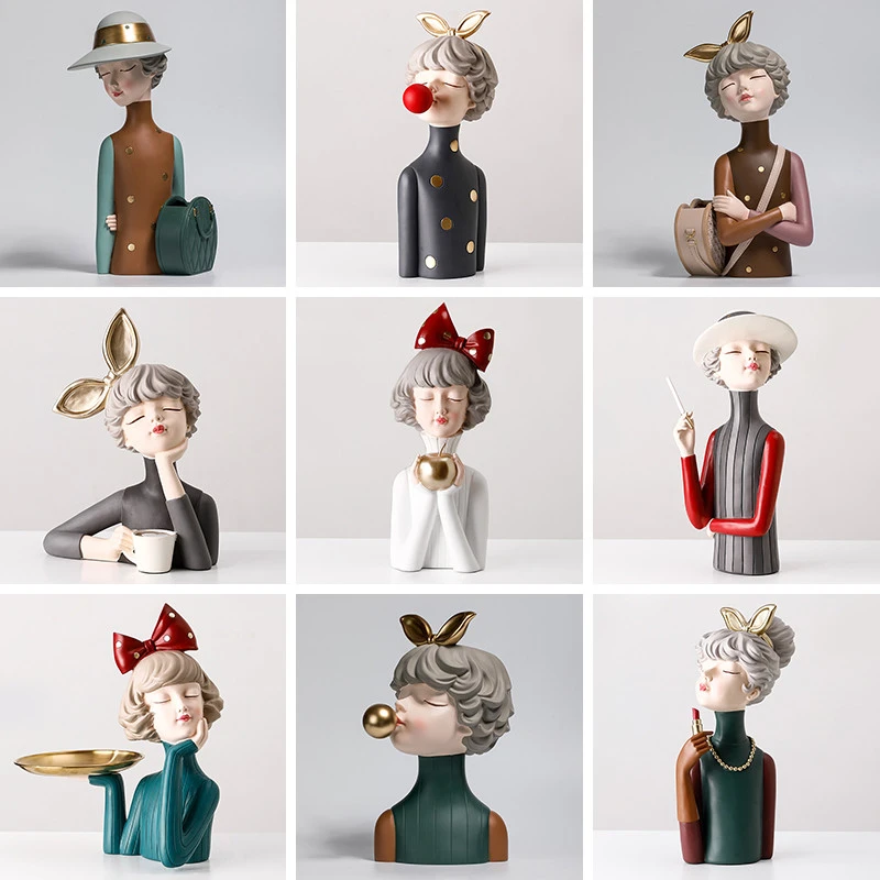 泡泡女孩客厅摆件家居玄关电视柜装饰品搬家乔迁新居礼品轻奢高档