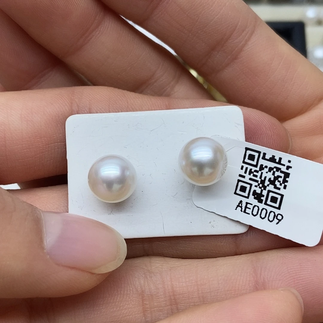 耳饰海水珍珠银S925镶嵌@@AE0009