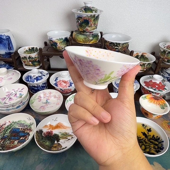 忠意堂釉下彩双色绣球微瑕不退