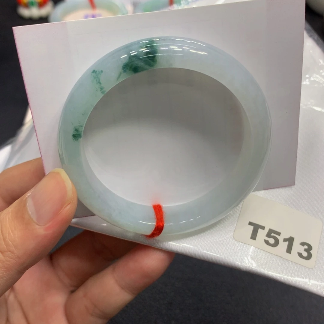 未镶嵌手镯翡翠翡翠手镯白底冰飘蓝花13
