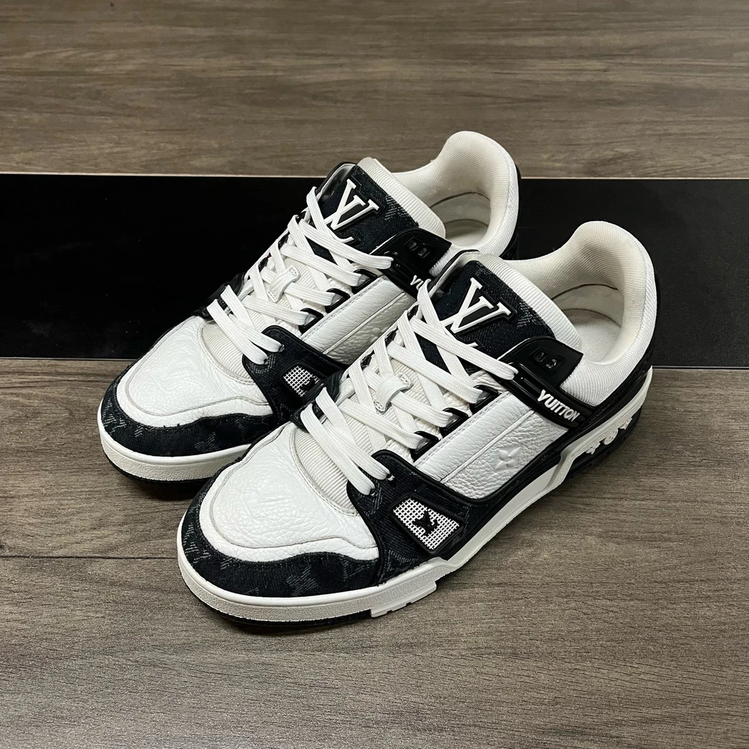 95新 LouisVuitton/路易威登 LV trainer黑白牛仔 40码 f1703