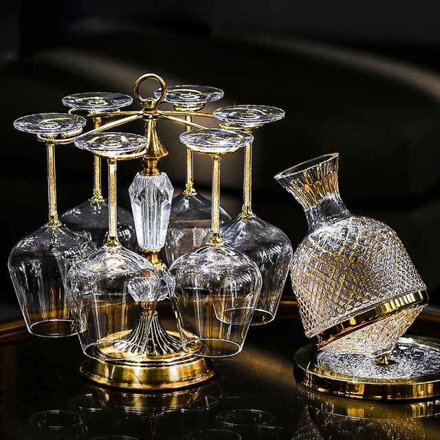 高档勃艮第红酒杯轻奢高级感家用架子水晶玻璃葡萄酒醒酒器套装新