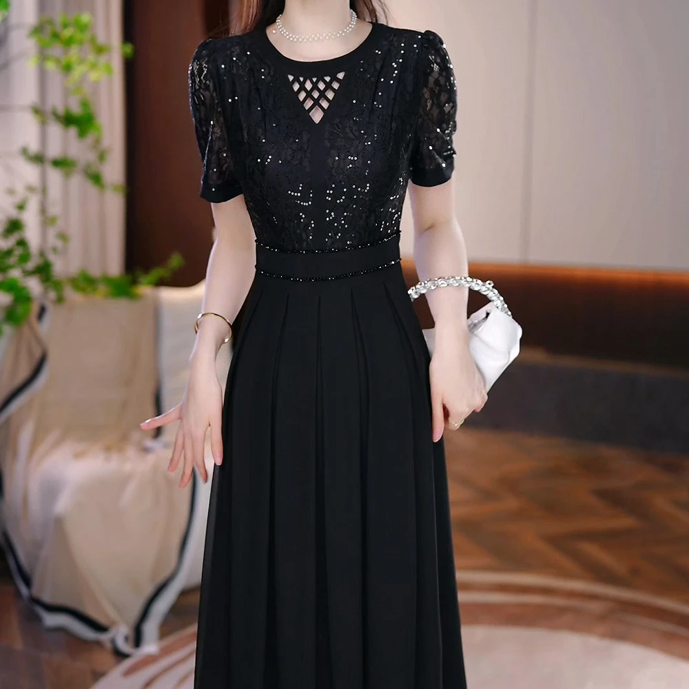 夏季女装连衣裙2025年夏季新款气质高贵轻奢高端女士A字裙小黑裙