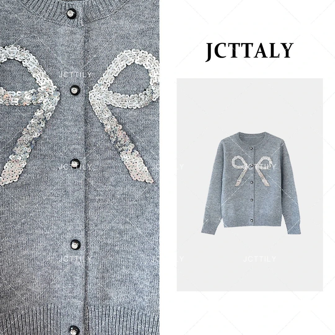 【Linda】【58】法式复古百搭蝴蝶结显瘦毛衣开衫JC-A2886