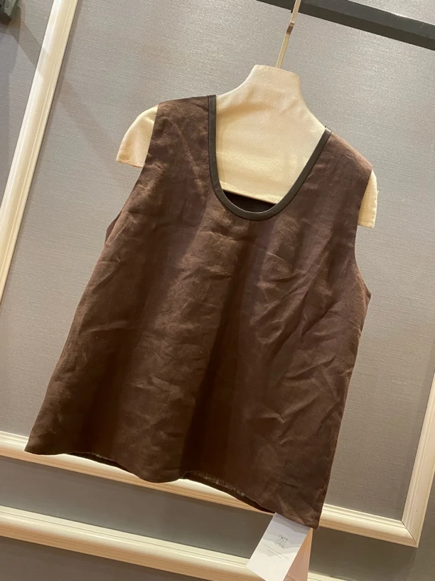 欧都梦·春夏新品 重磅亚麻U领简约百搭无袖背心 255232