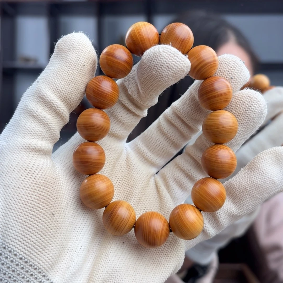 柏木（崖柏）手串/手链 鸡油黄蚕丝1.5五灵脂料 咸甜