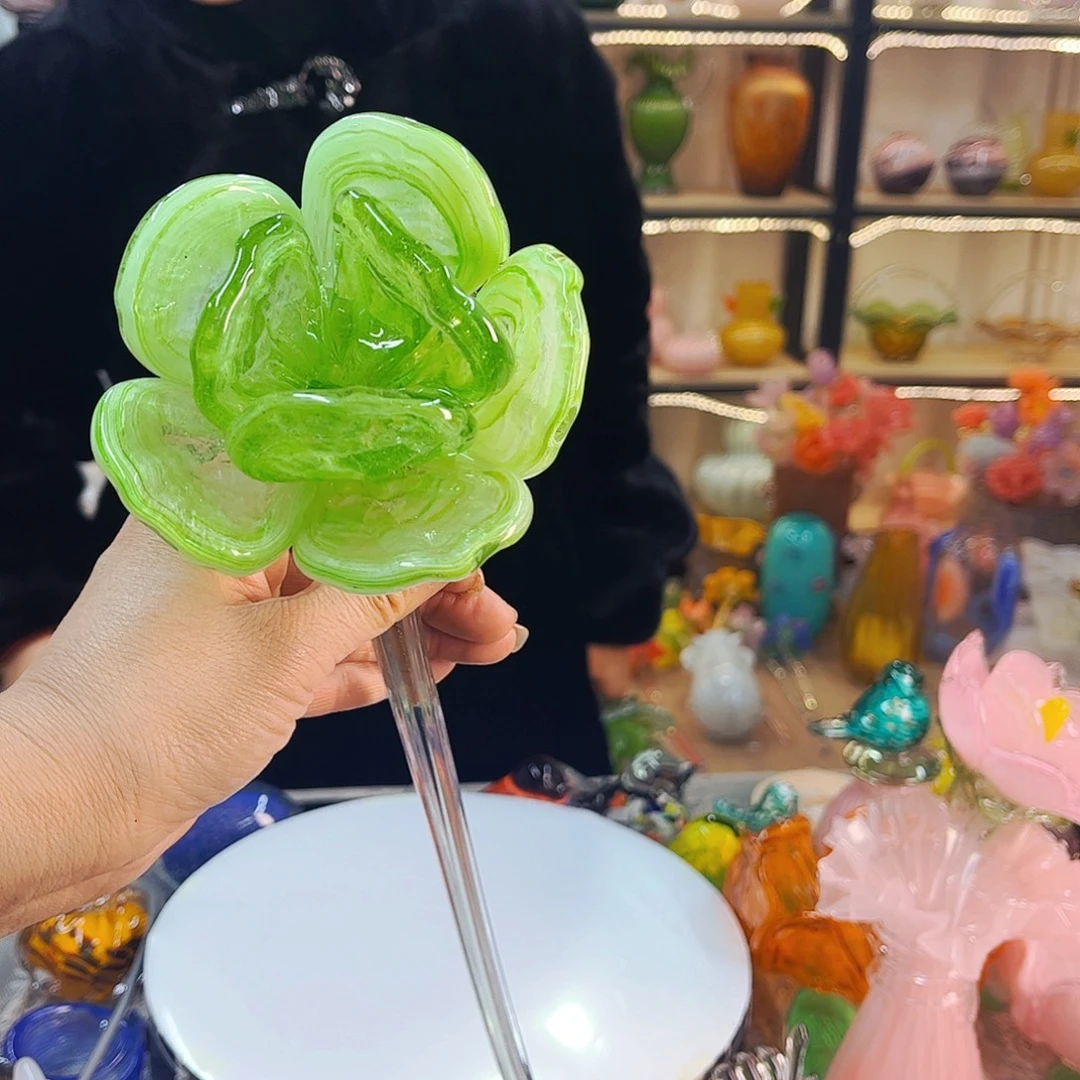 绿牡丹瑕家悦琉璃工艺品