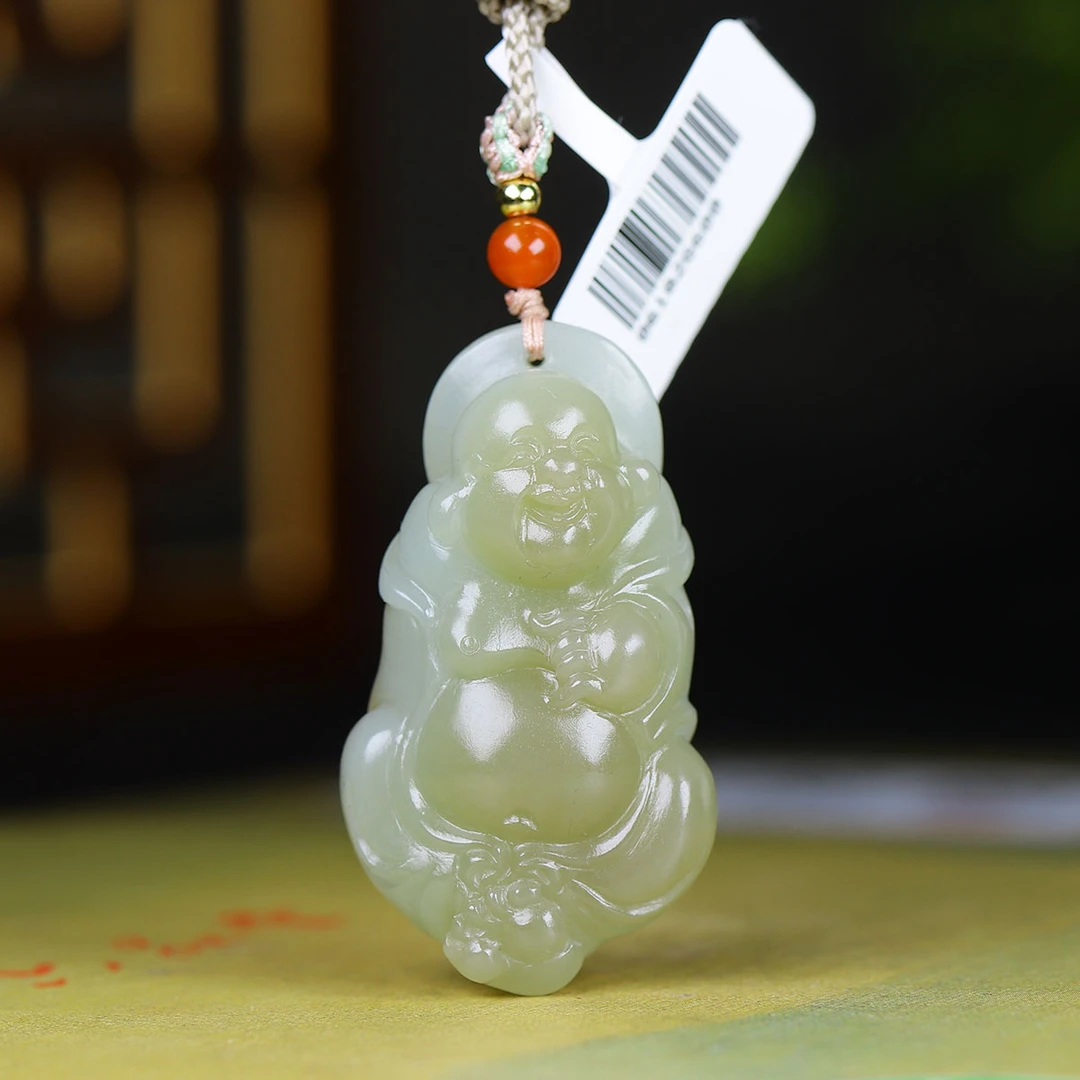 121223和田玉且末料弥勒佛挂件