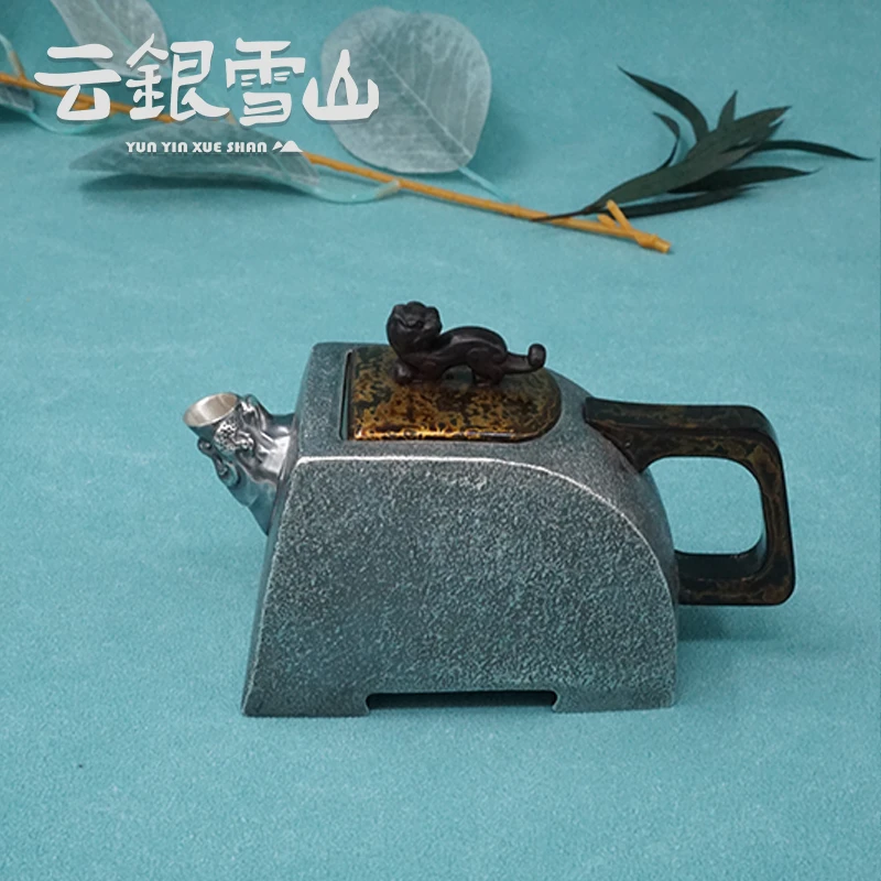 云银雪山 足银银制品 YW41【麒麟四方壶】足银999