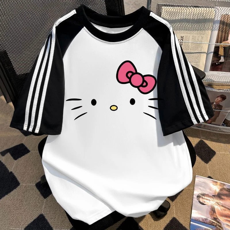 2025夏季新款100%纯棉儿童短袖T恤半袖男童女童三条杠短袖可爱