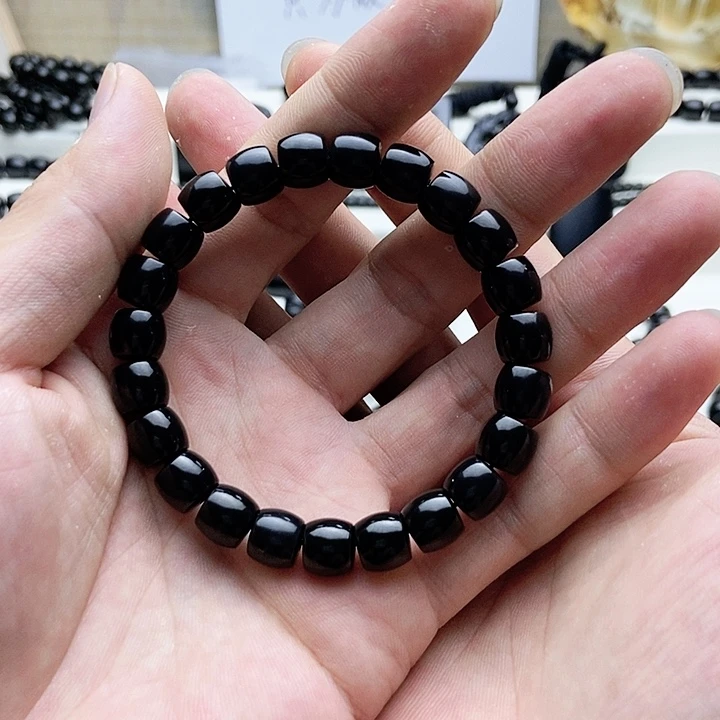 和田玉（墨玉）未镶嵌手链单*新疆墨玉山流水卡9直切