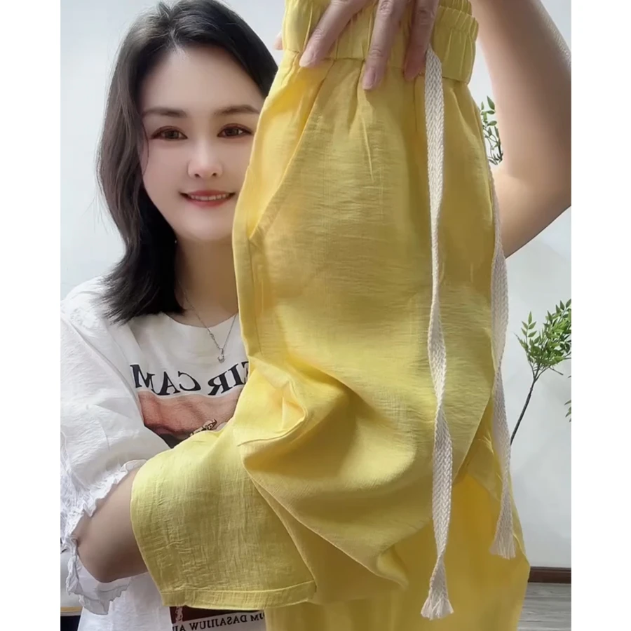 欧货高级感棉麻休闲裤女夏薄款高腰显瘦百搭高端小个子哈伦裤