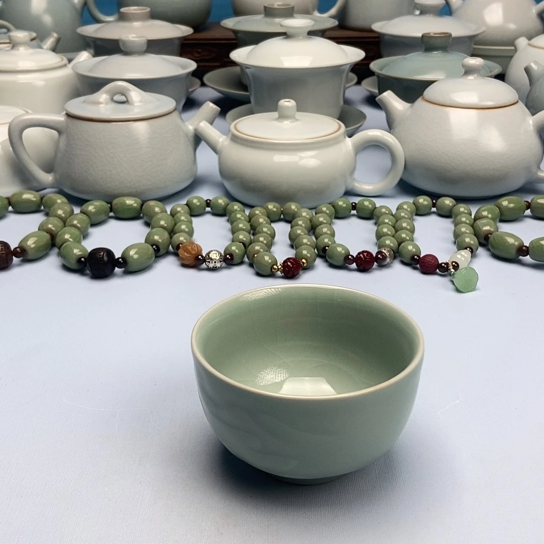 杯翠绿釉月下独酌杯原矿原釉原产地