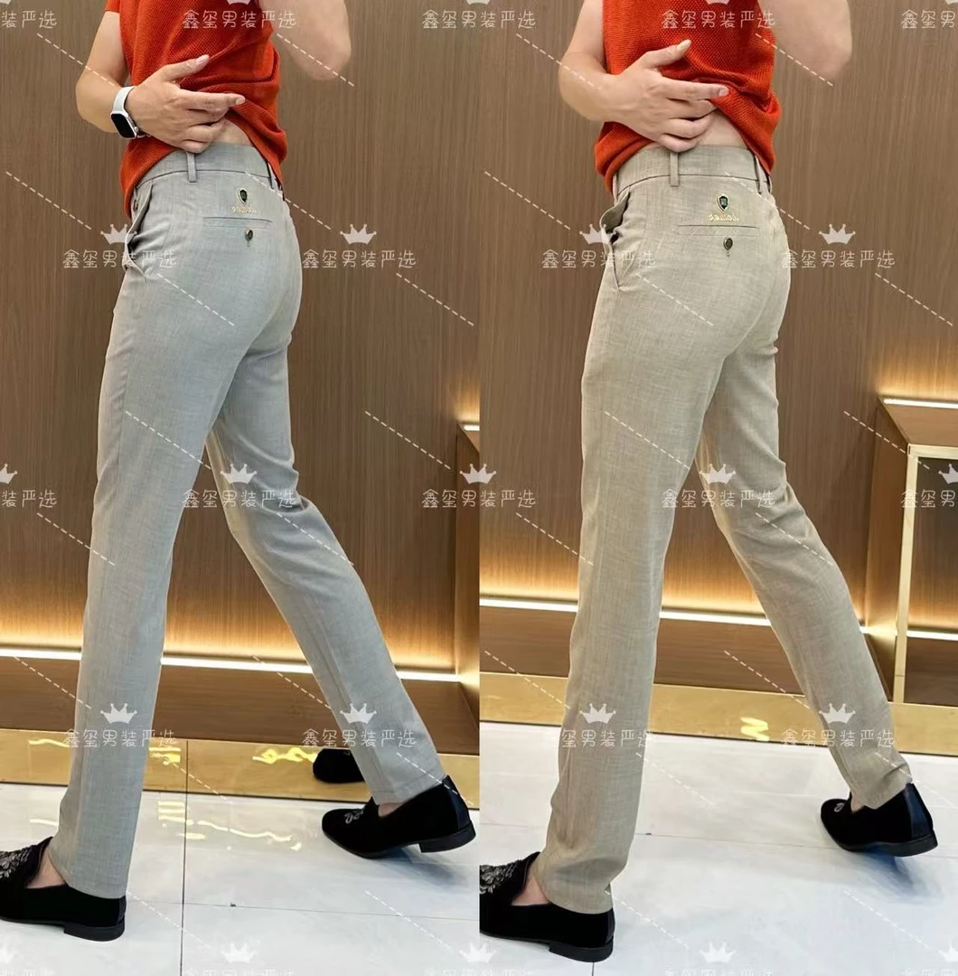 夏季男士修身免烫休闲裤时尚透气百搭立体剪裁长裤休闲男款直筒裤
