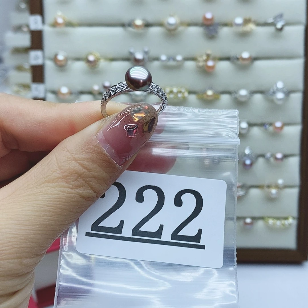 淡水珍珠戒指银S925镶嵌222