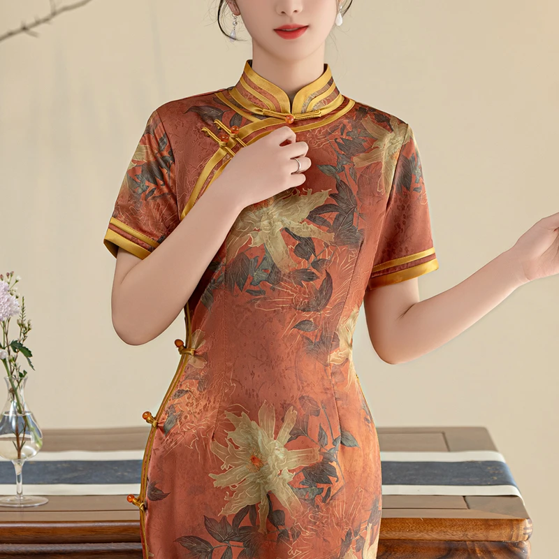 新中式绝美旗袍2025新款长款高端修身民国风晚礼服日常可穿老上海