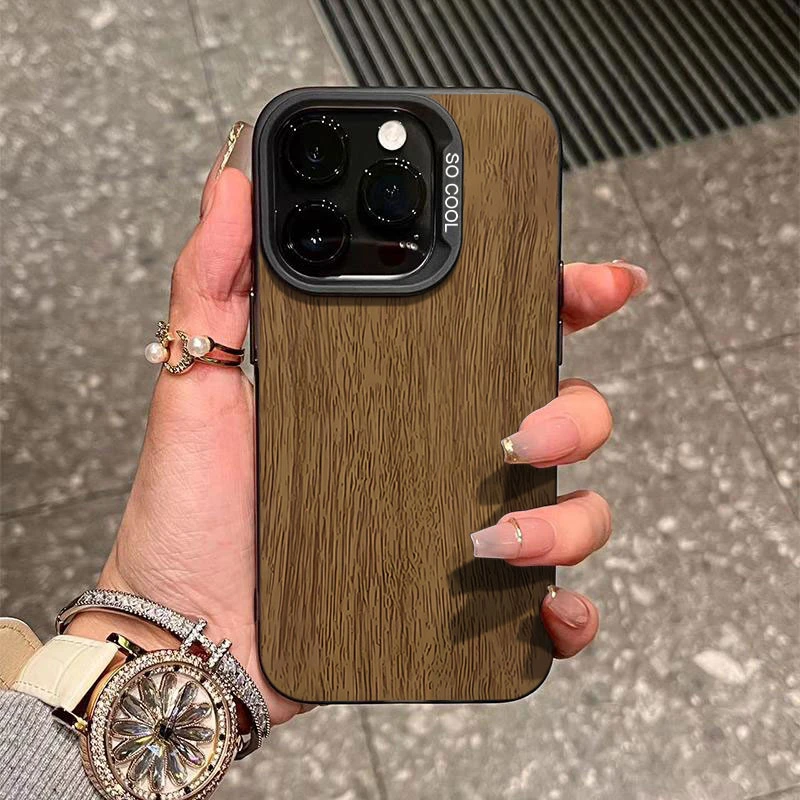 胡桃木纹适用苹果16/15手机壳iphone14Promax元气13软壳12防摔11x
