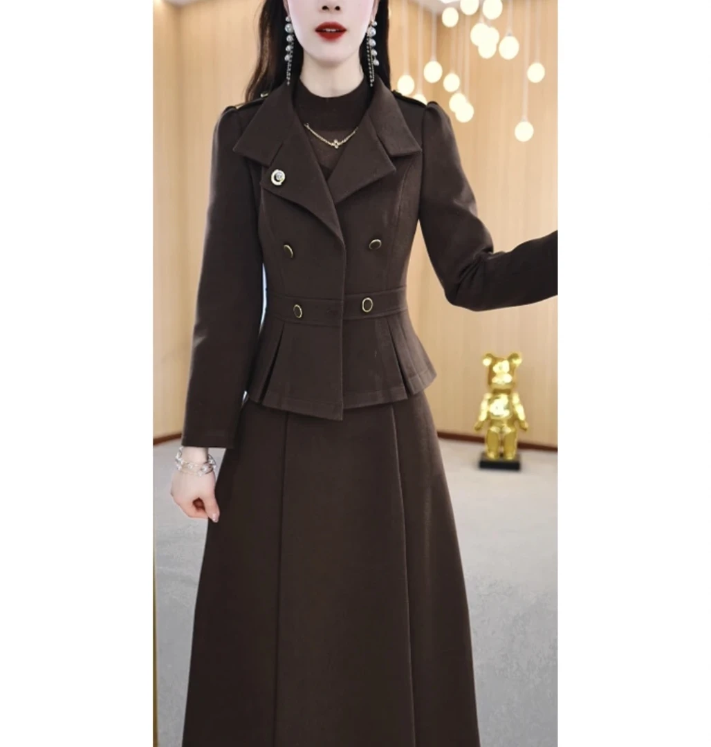 【两件套】春季设计感气质长袖时尚优雅减龄通勤中长款两件套套装