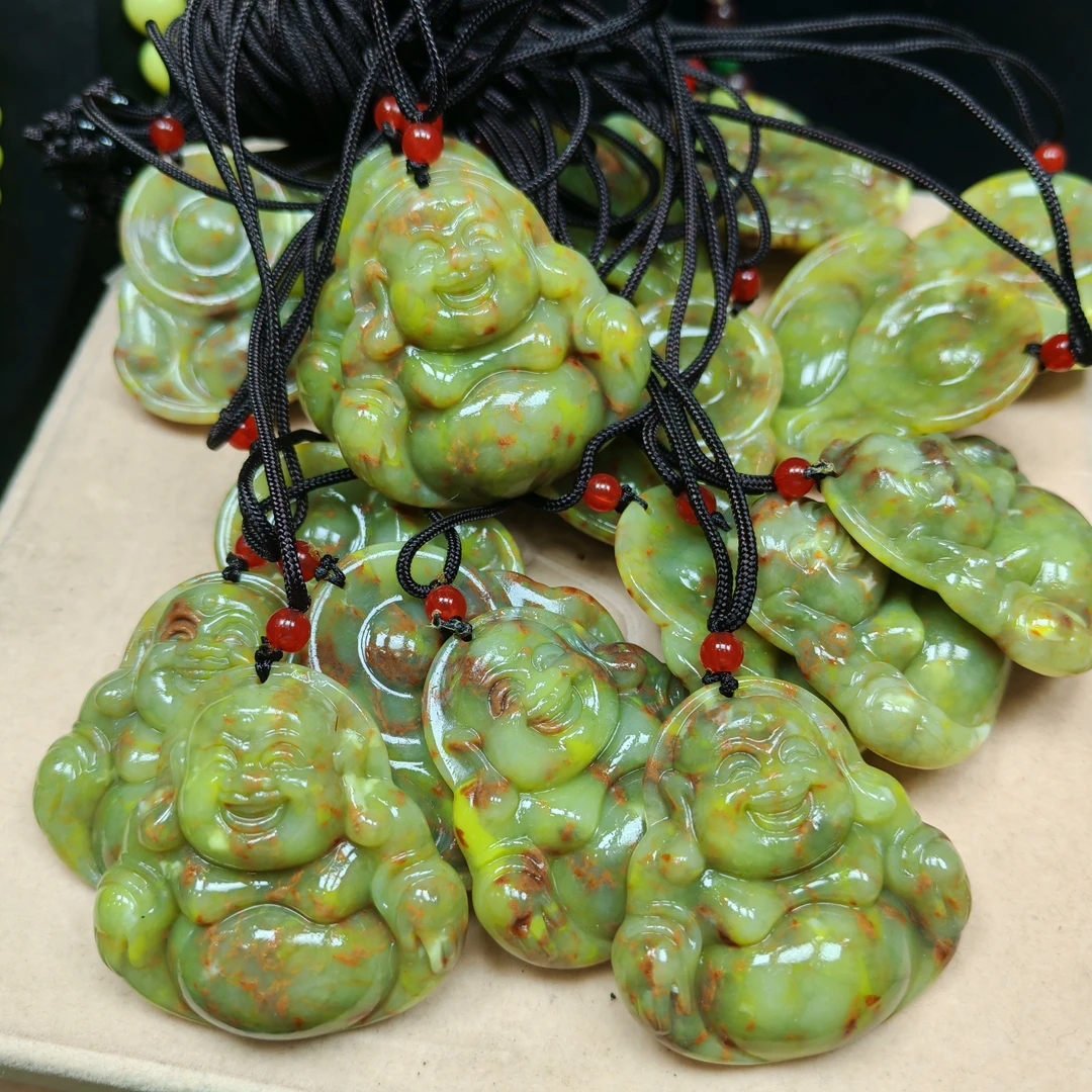 岫玉精美三色花玉50佛公（简约绳）
