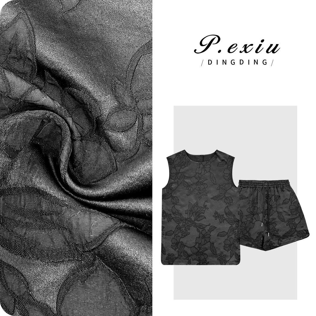 PanYiXiu/潘依绣【盛夏物语】人丝国风提花无袖背心短裤套装W-63109