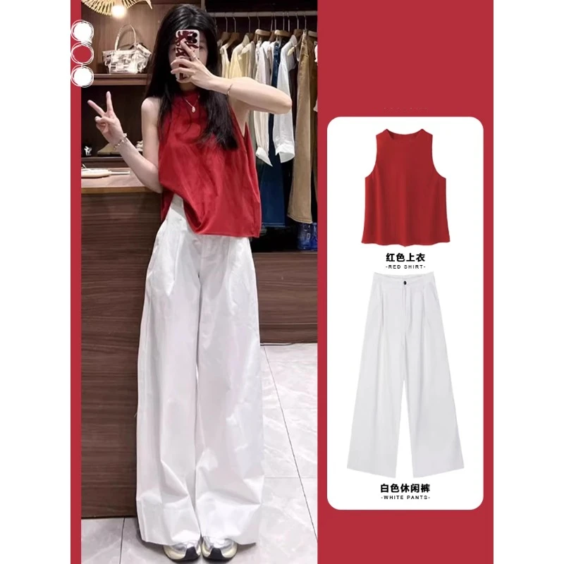 夏季2025新款搭配一整套茶系穿搭韩系酷飒风炸街时尚洋气两件套装