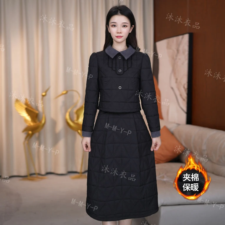 连衣裙显瘦气质时尚中长款修身保暖秋冬夹棉显瘦气质时尚中长款