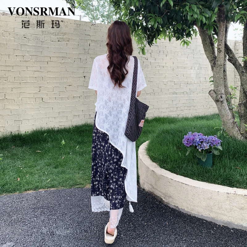 不规则蕾丝T恤套装裙女夏2025新款爆款高级碎花半身裙时尚两件套