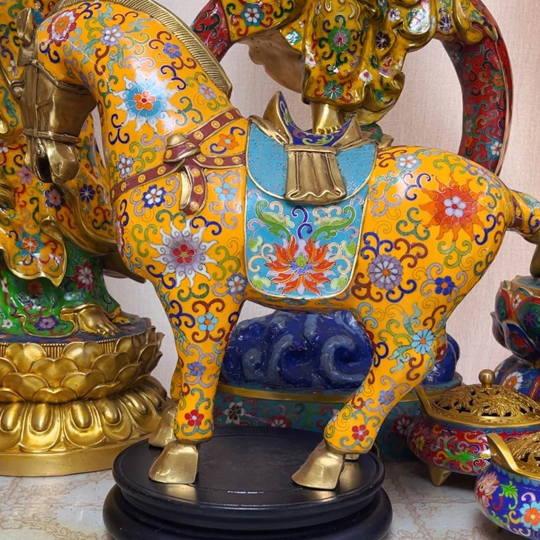 出***征黄铜铜胎珐琅景泰蓝唐马一只