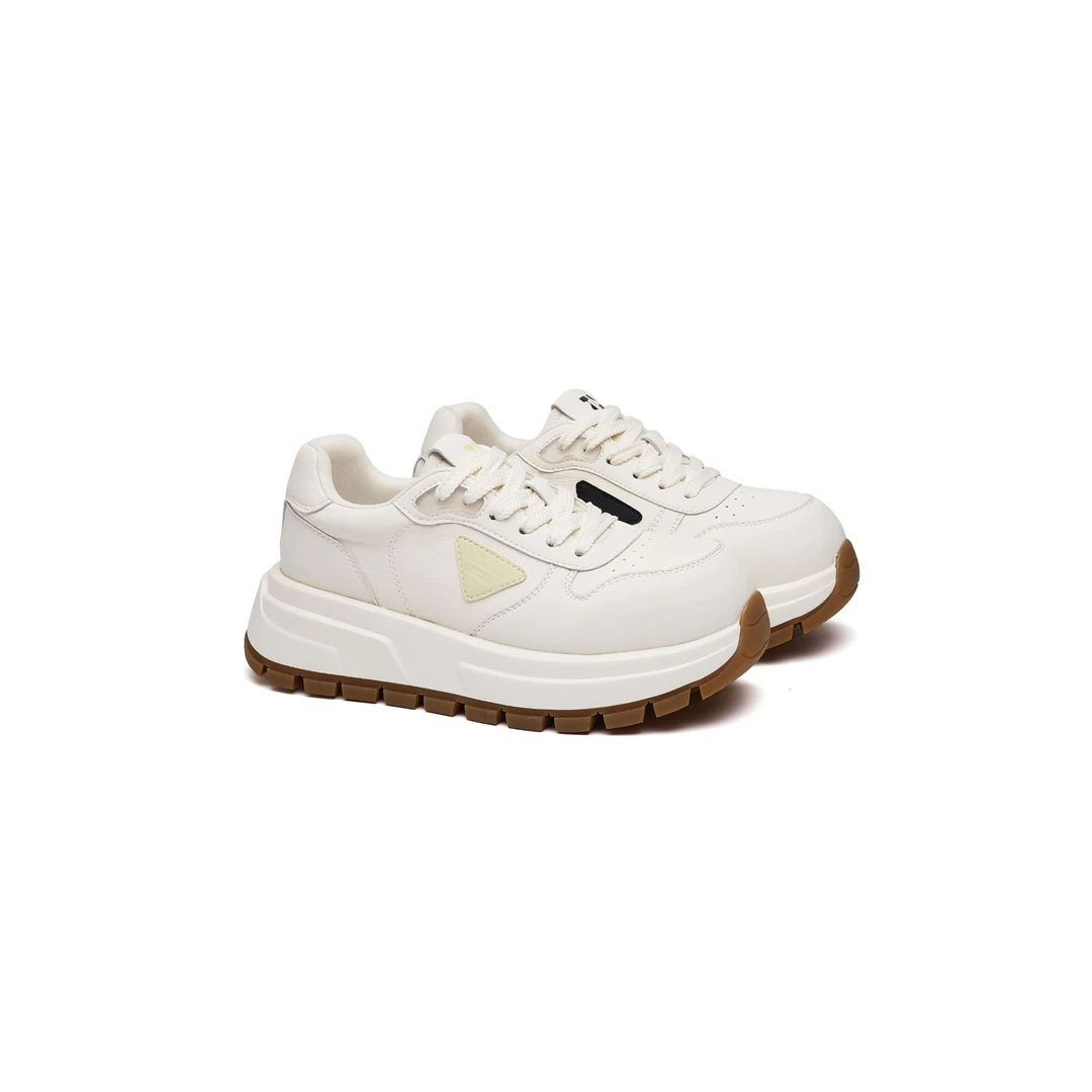 杨老师【三角标小白鞋】增高7.5CM厚底内增高小个子运动女鞋G493